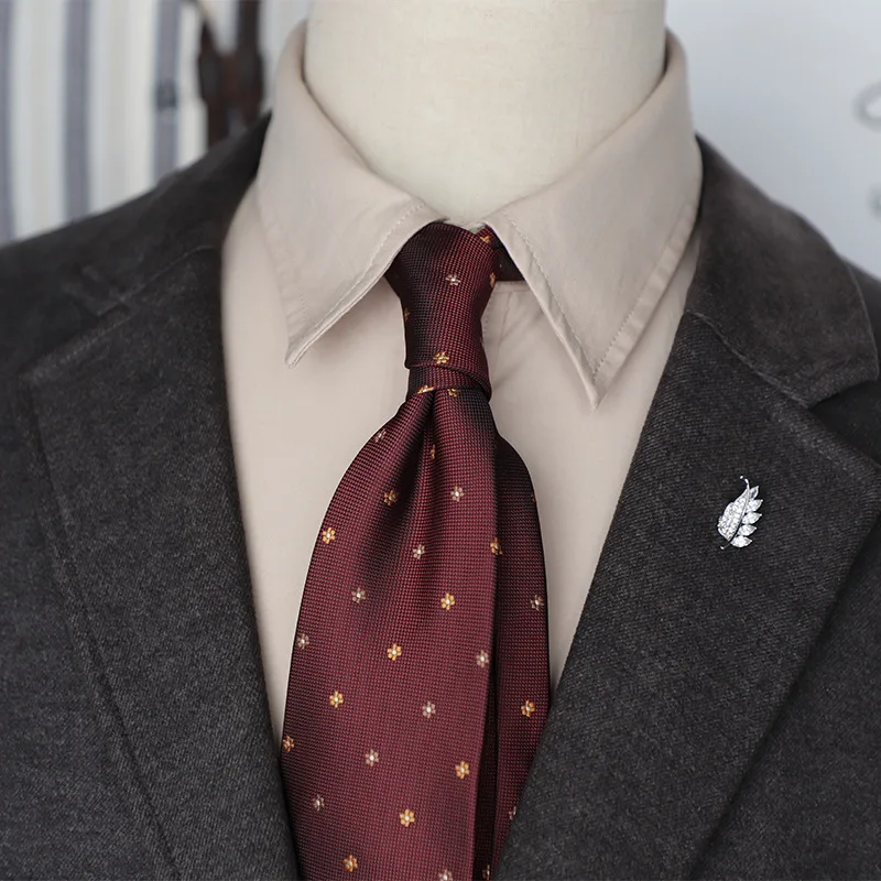 Creative Men 8CM Retro French Gentleman Necktie,Dark Green Coffee Wine Red Striped Tie,Business Professional Suit Accessory Gift