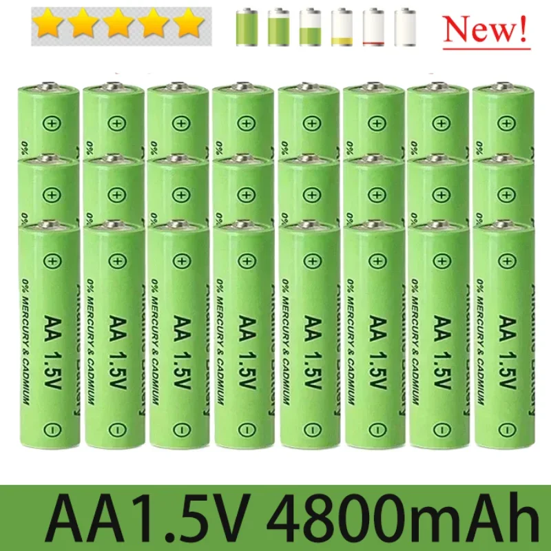 

2024 best-selling 100% AA rechargeable battery 1.5V 4800mAh, Alkaline technology for LED lights, toy cameras