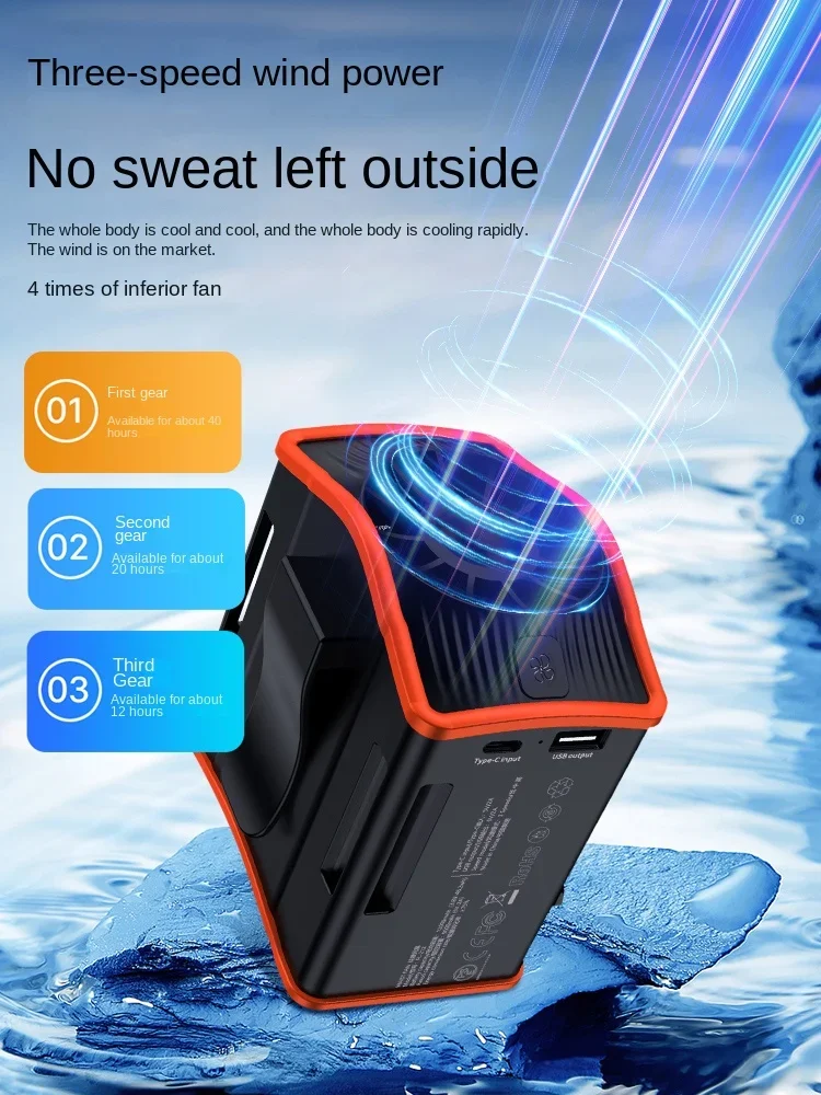 Waist fan cooling artifact usb mini waist fan cooling outdoor small air conditioner in summer.