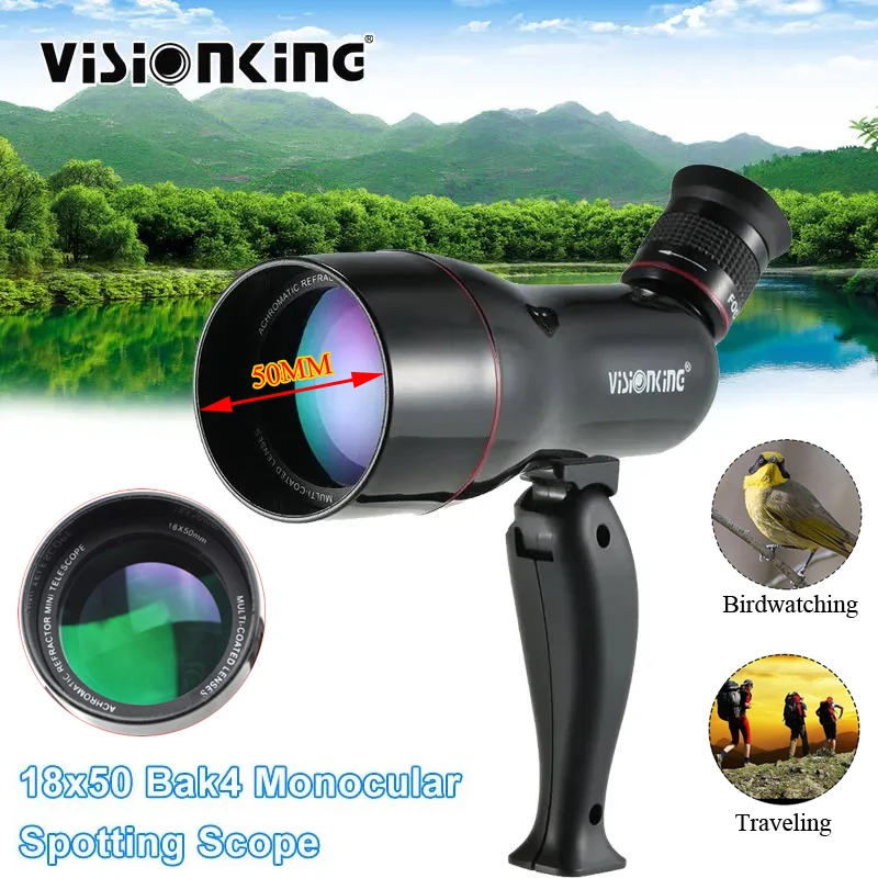 Visionking Portable 18x50 Spotting Scope FMC Bak4 Prism For Tourism Birdwatch Hunting Monocular Telescope With Foldable Handle