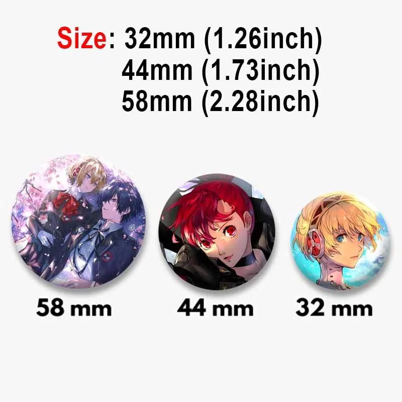 Role-playing Game Persona 3 Button Pins Cartoon Figure Makoto Yuki Aigis Badge Backpack Clothes Collar Jewelry Brooches Gifts