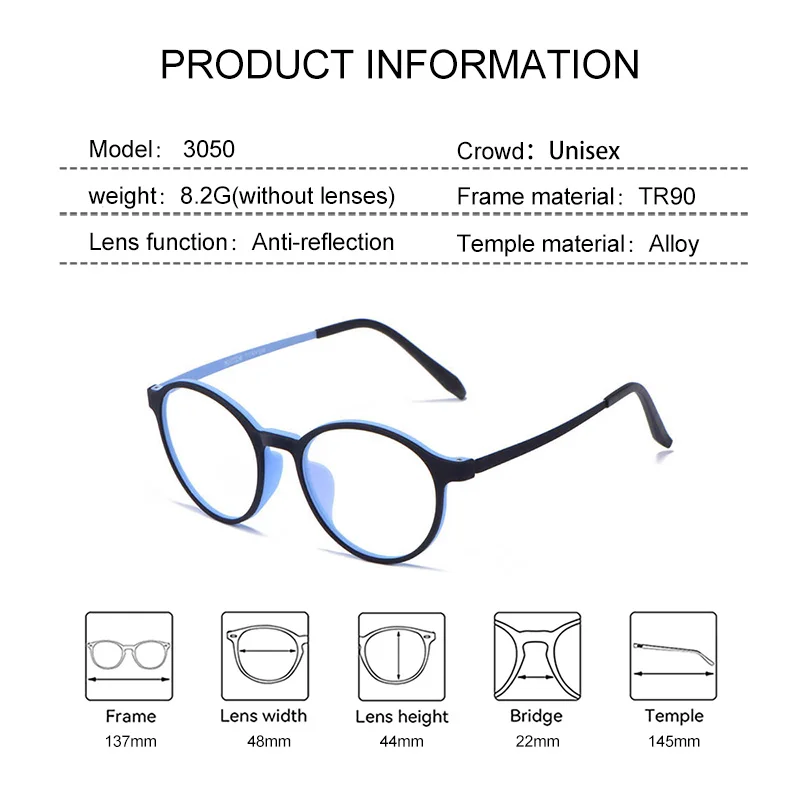 EYORA Retro Ultralight Round Reading Glasses Anti Blue Ray Photochromic Myopia Glasses Progressive Prescription Optical Eyewear