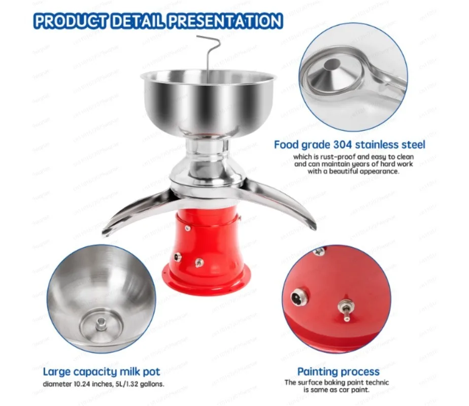 5L Electric Cream Separator – Milk Skimming & Degreasing Machine, European & American Round Bottom Design
