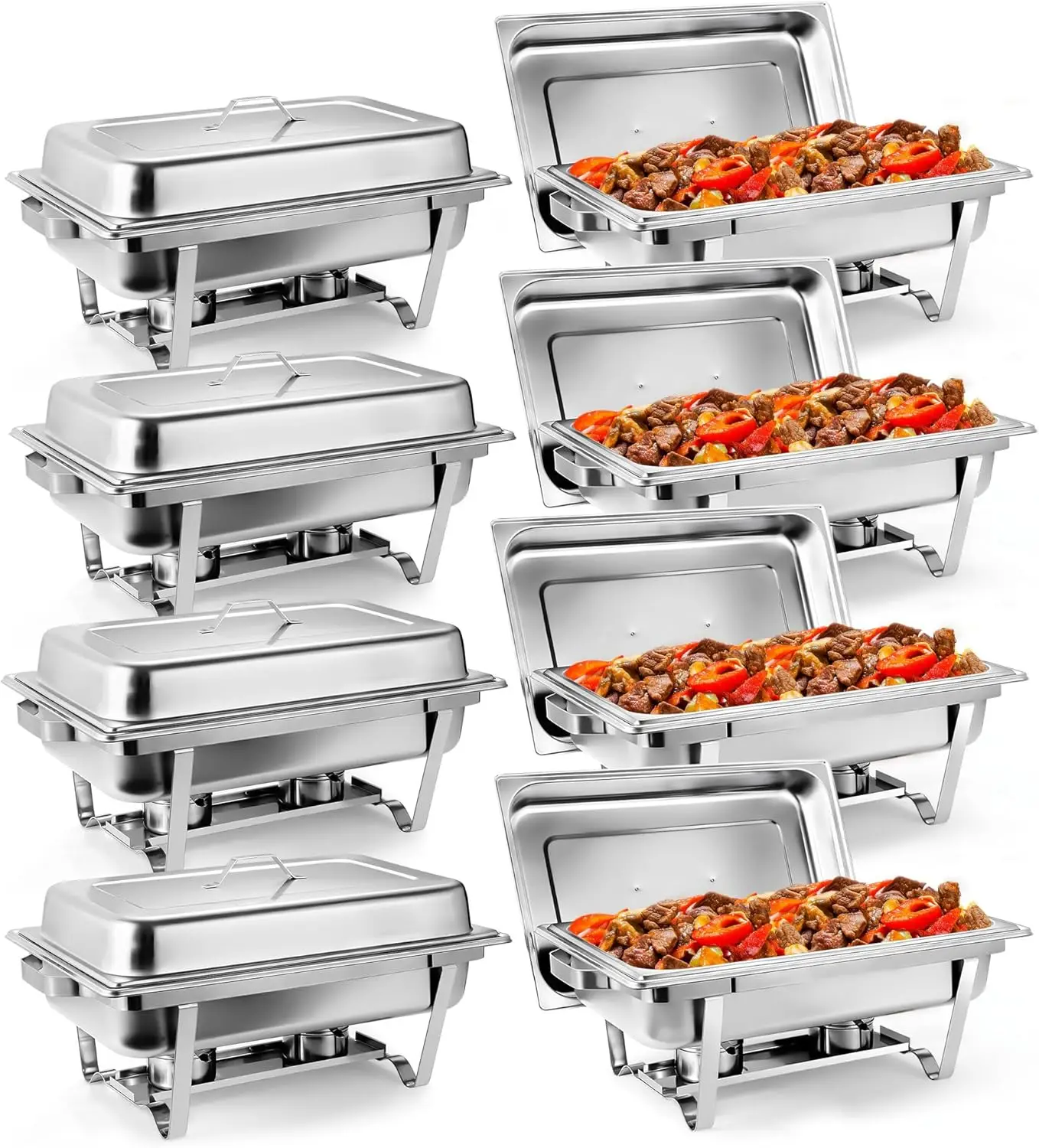 

Nova Microdermabrasion 8 Pack Chafing Dish Buffet Set 8 Qt Stainless Steel Complete Chafer Set Catering Warmer Set