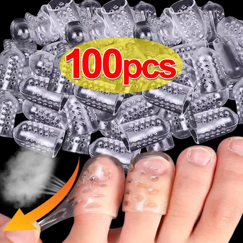 

100pcs Transparent Elastic Silicone Toe Caps Women Gel Little Toe Tube Protector Anti-Friction Breathable Foot Care Toes Covers