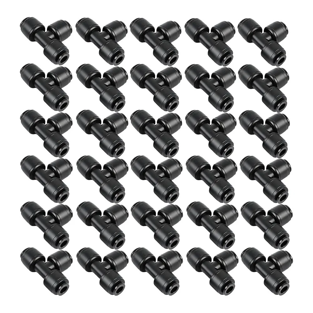 30 Pack 14 Inch Drip Irrigation Tee Connectors Quick Push Leak for proof Fittings For Garden Greenhouse Watering System Plastic