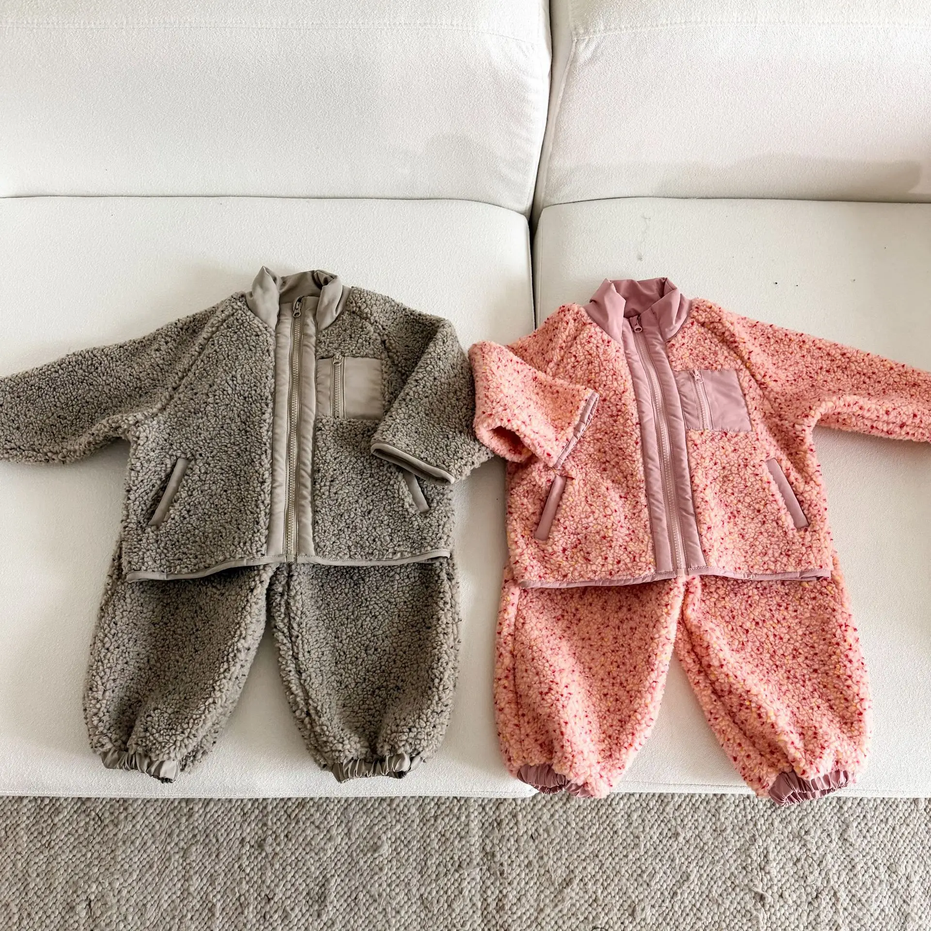 Suit 2026 Autumn and Winter New Children's Clothes Korean Style Boys and Girls Lamb Wool Casual Fur Coat Pants Two Sets