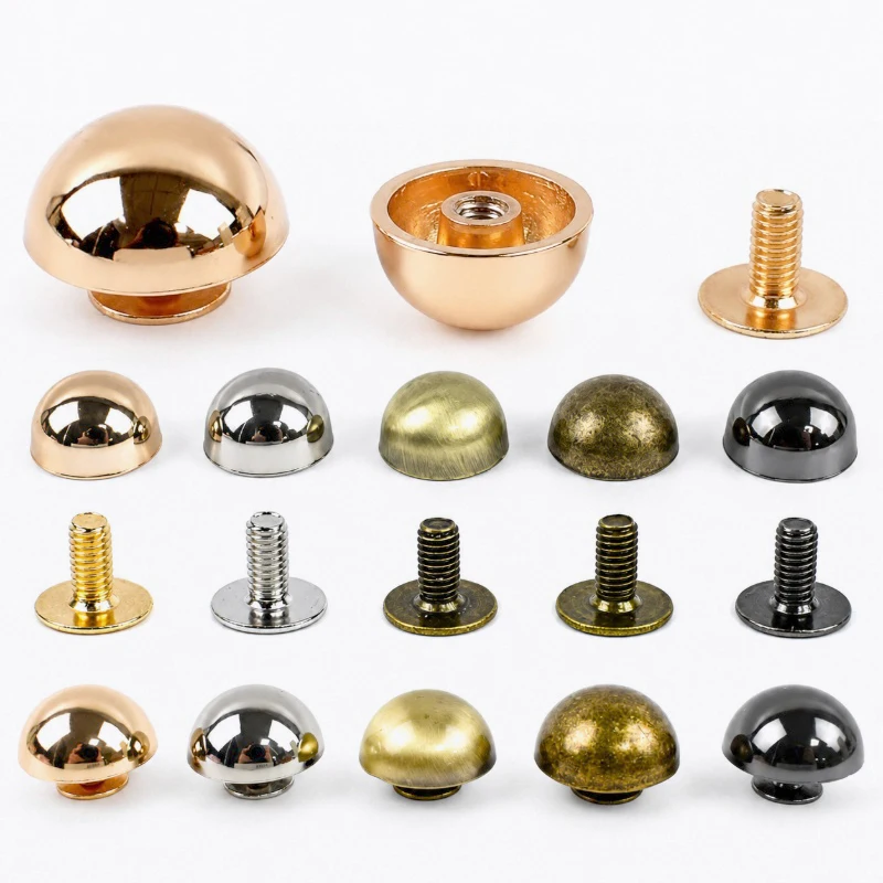 20Pcs Deepeel 8-20mm Metal Round Button Rivets for Handbag Clothing Decoration Screw Back Studs Fastener Leather Craft Parts Set