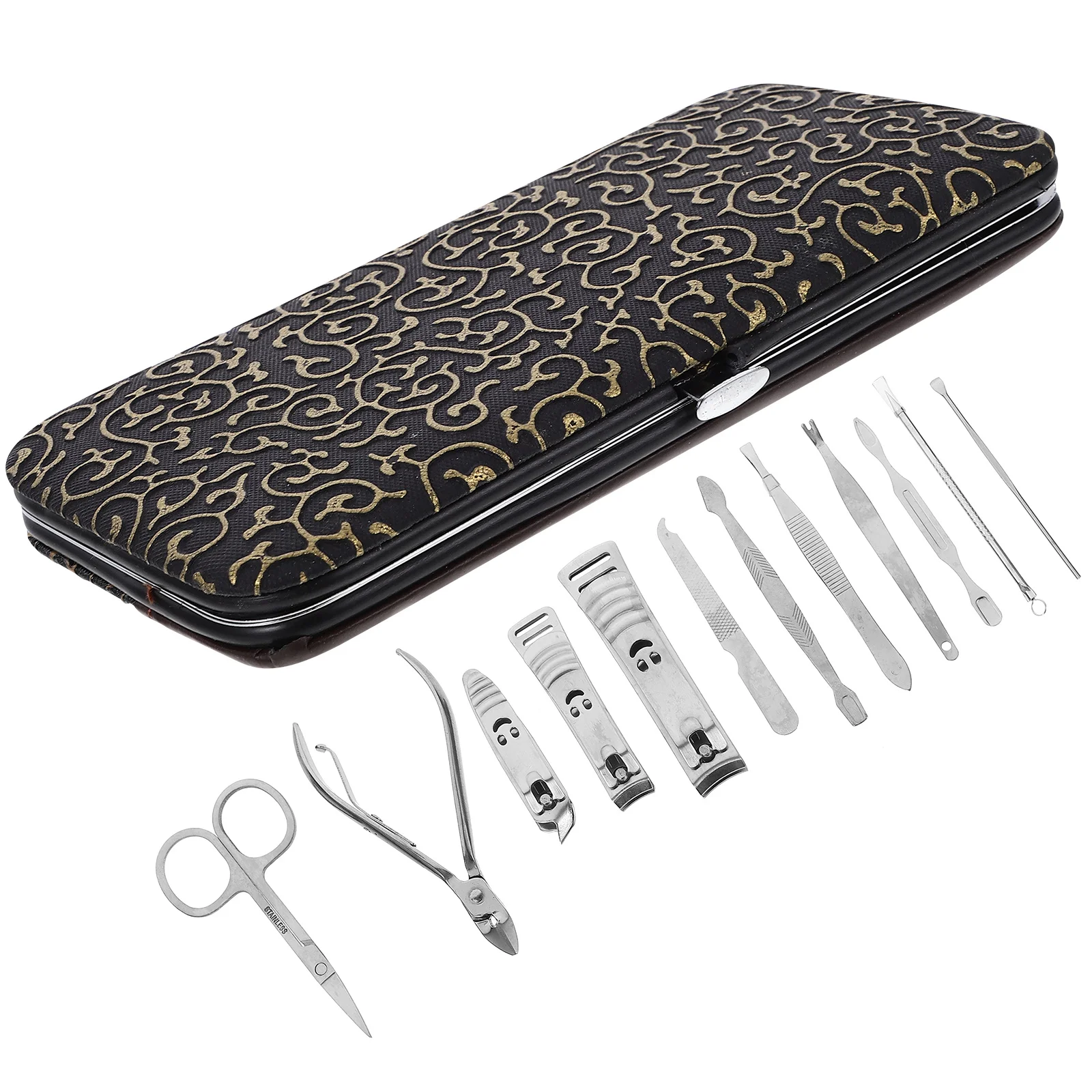 Set per unghie da 12 pezzi Kit per manicure pedicure in acciaio inossidabile Kit per toelettatura da viaggio Strumenti per la cura delle unghie personali Kit per manicure Set per pedicure
