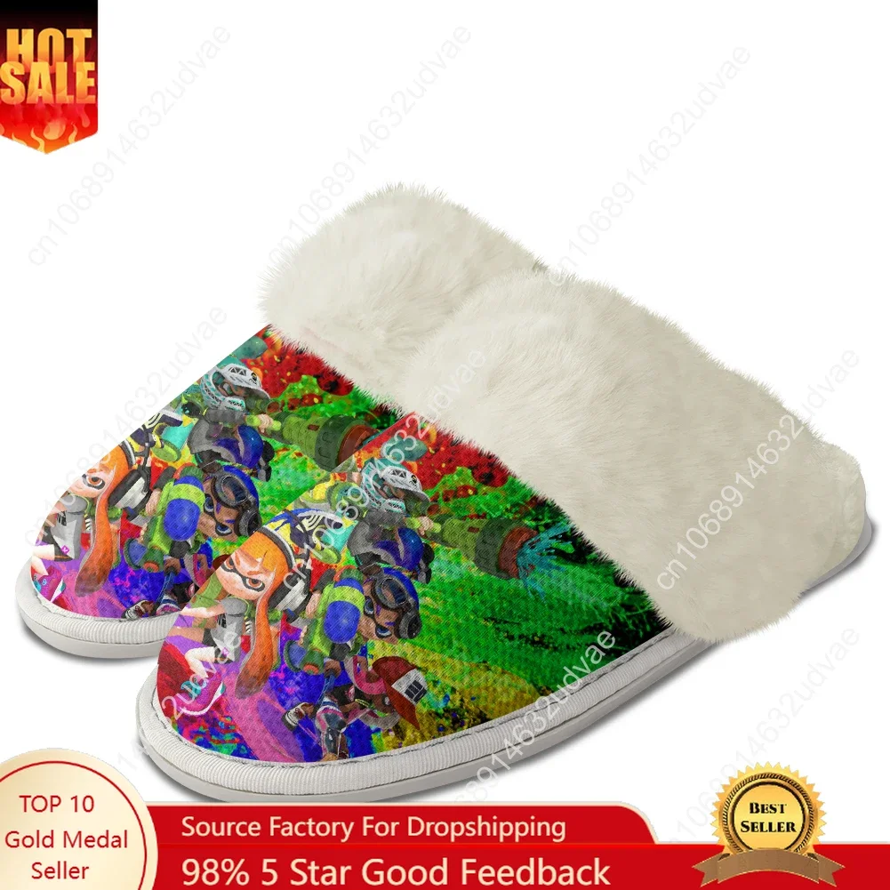 

Splatoons Plush Slippers Keep Warm Shoes Mens Womens Home Cotton Bedroom Customized Thermal Lightweight Slipper DIY