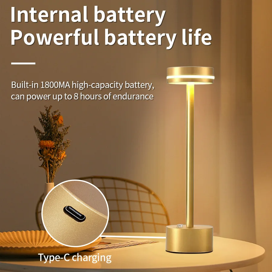 Touch Small Night Light LED Ambient Table lamp 3 Color Stepless Dimming Desk Light For Cafe Bar Restaurant Bedroom Decor Gift