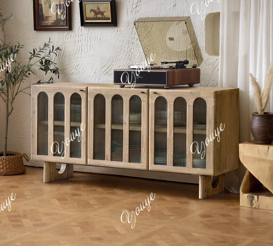 

J Modern Simple Solid Wood Dining Side Cabinet Retro Tea Cabinet Living Room Home Entrance Storage Cabinet