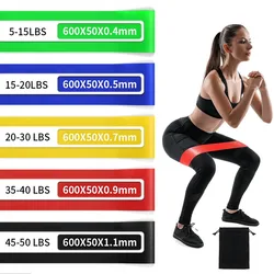 Set di 5 fasce di resistenza in TPE Fitness Elastico Yoga Sport Fasce per esercizi Allenamento per la forza Allenamento a casa Attrezzatura da palestra con anello in gomma