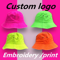 Adult vintage washable denim sports bucket hat Custom logo basin cap sun hat Neon green fisherman hats for women