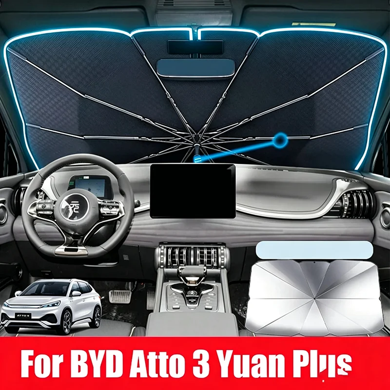 For BYD Atto 3 Yuan Plus 2024 - огляд і ціна Car Sunshade Windshield Umbrella Foldable
