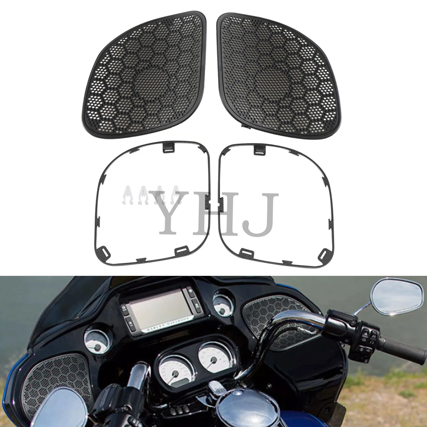 

Motorcycle Accessories Front Fairing Speaker Grill Mesh Cover For Harley Davidson Road Glide FLTRX 2015-Up Black