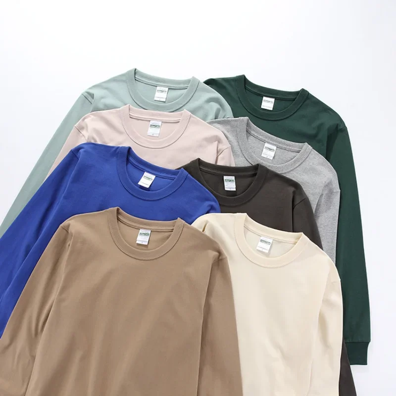 Urban Label 240g Cotton Long Sleeved T-shirt Simple Cleanfit Comfortable Breathable Tops Men Thick Heavy Solid Sports T-shirt