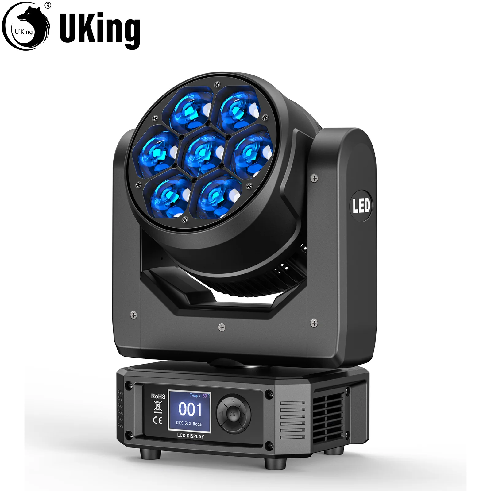 U'King 300W Moving Head DJ Lights LEDs BEE'S EYE Stage Lights DMX Control&Sound Activated For DJ Bar Christmas wedding Party