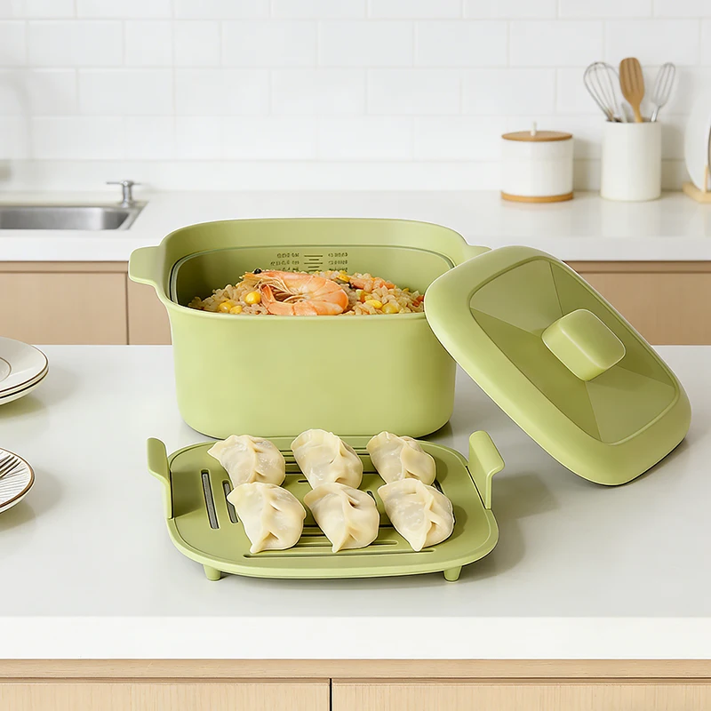 Silicone Steamer BPA Free Stackable Kitchen Cooker Silicone Microwave Steaming Pot