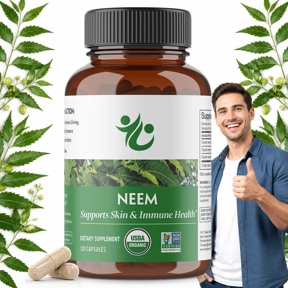 Neem Leaf Capsules - Herbal Supplement for Skin, Immune & Liver Health, Detox, Vegan, Gluten-Free