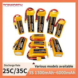 TCBWORTH 3S LiPo Battery 1300 1500 1800 2200 2600 3000 3300 3500 3800 4000 4200 4500 5000 5200 6000mAh XT60/TPlug RC Batteries