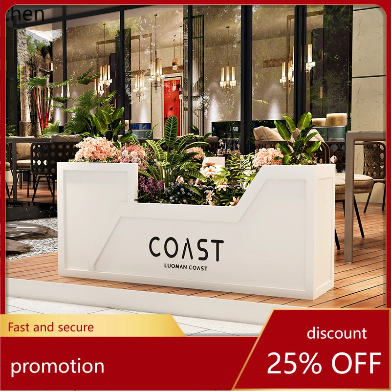 

HT outdoor stainless steel flower box wrought iron partition combination outdoor fence municipal garden commercial street