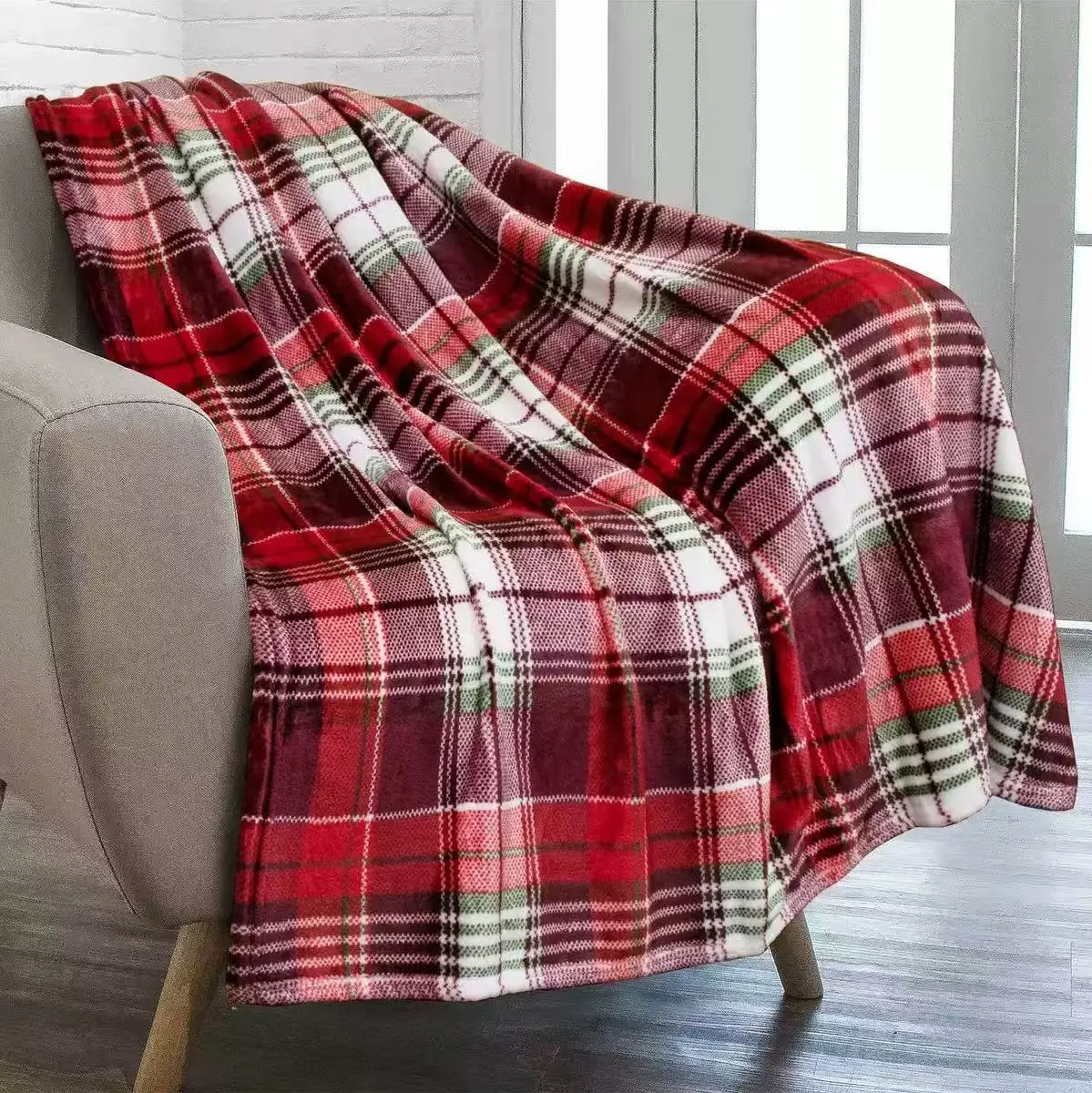 Blanket Throw Christmas Candy Cane Red Bow Knot Pattern Cozy Sofa Bed Blankets Winter Holiday Sweet Theme Decor Gift Blanket