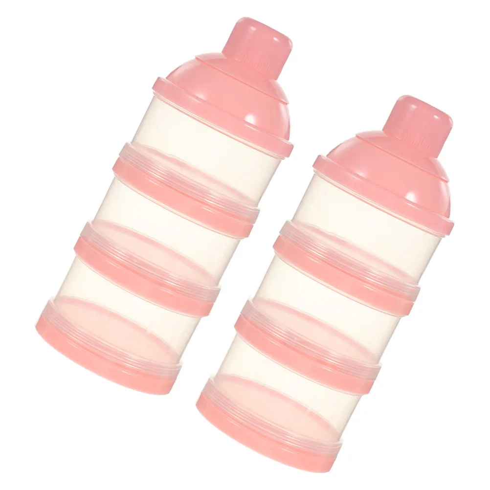 

2Pcs Formula Container Pink Portable Milk Powder Case Leak Proof Travel Dispenser Holder Food Box Auxiliary Storage