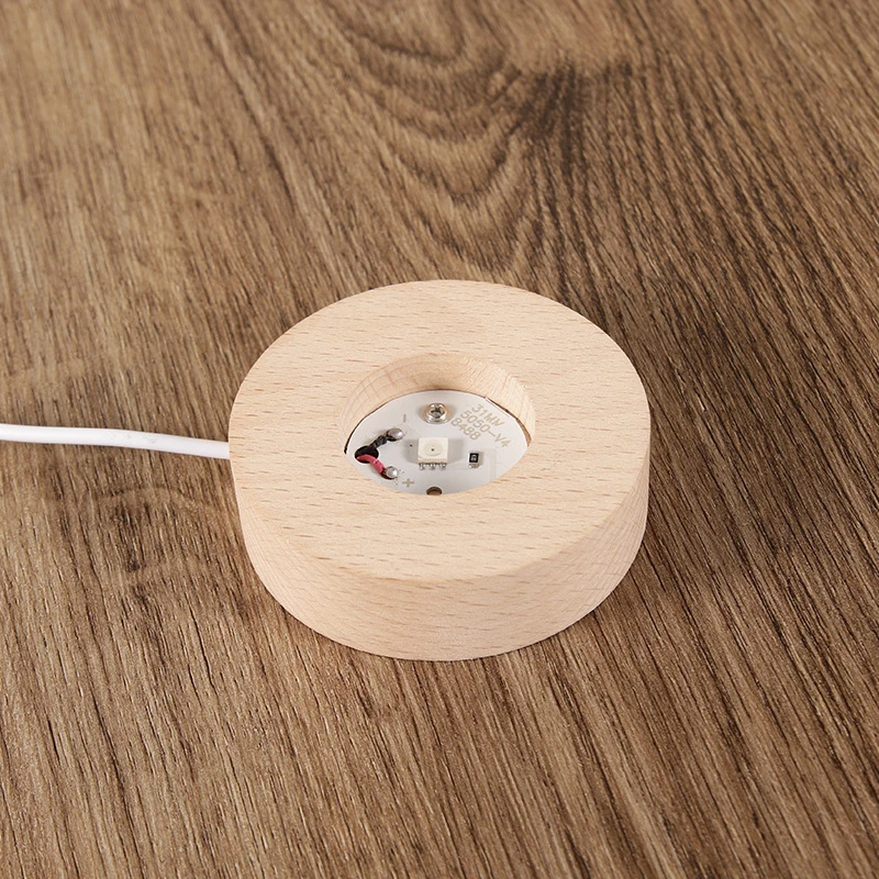 Base per luce rotonda in legno per uso domestico USB con interruttore Base per lampada rotante con luce a LED per la decorazione domestica 6cm