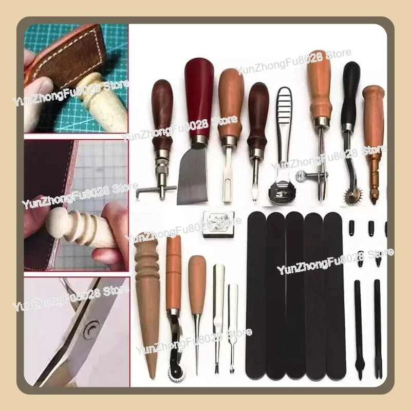 Chinese Mainland Leather Goods Tool Set Leather Art Lingzhanniu Leather Production Hand Sewn Basic Material Package