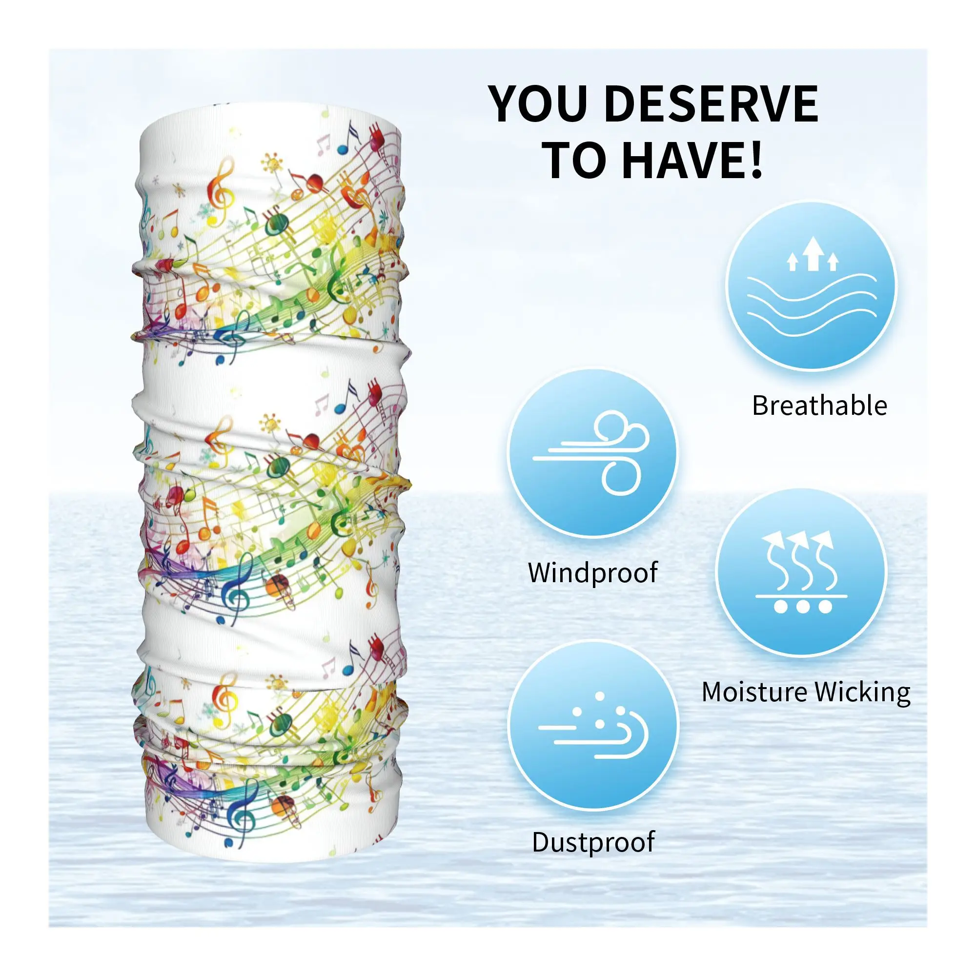 Abstrakte Klaviertasten mit Musiknoten, Bandana, Halstuch, bedruckter Gesichtsschal, Mehrzweck-Stirnband zum Laufen