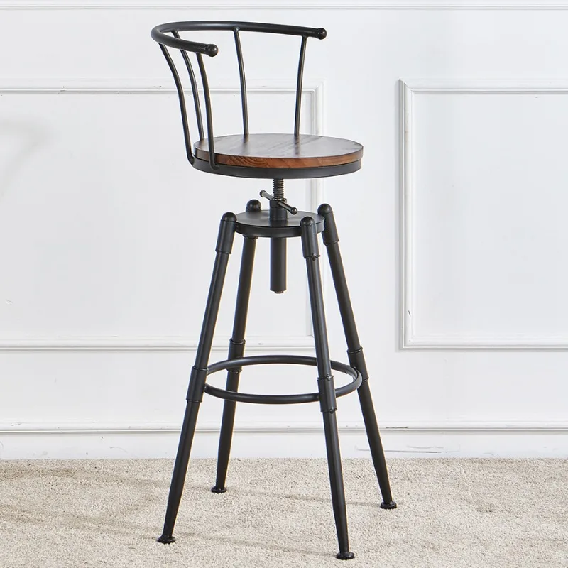 American wrought iron coffee shop restaurant bar chair milk tea shop high foot rotating bar chair simple