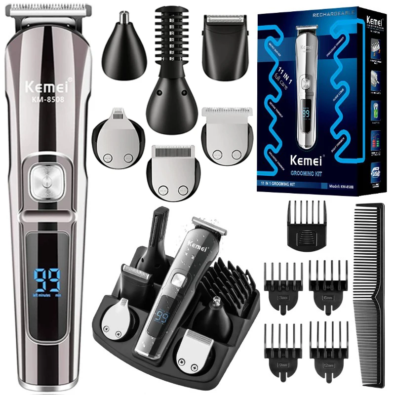 

Kemei 8508 Professional Hair Trimmer Waterproof 6 in 1 Hair Clipper Electric Hair Cutting Machine Beard trimer Body Men Haircut