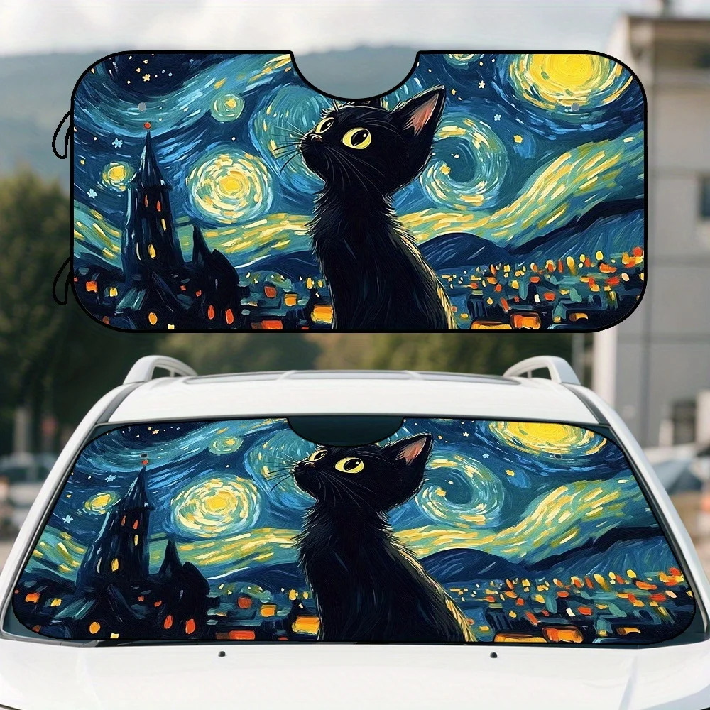 1pc, Cat Attern Windshield Sunshade For Cars, Lightweight And Foldable, Adds Visual Appeal To Vehicle Interiors And Daily Parkin