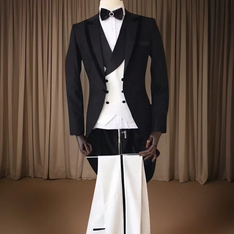 Slim Fit Men's Wedding Groom Suits Made 3 Pieces Tailcoat Tuxedo For Prom Dinner Party Bridegroom Made