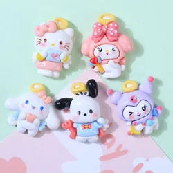 10PCS Kawai bright surface Angel White Dog animals Series Resin Scrapbook Figurine Diy Jewelry hair clips OrnamentAccessoriesA11