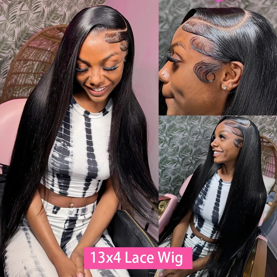 40 Inch 13x6 Hd Straight Lace Frontal Wigs Transparent 100% Brazilian Lace Front Human Hair Wig For Women 360 Full Lace Wig