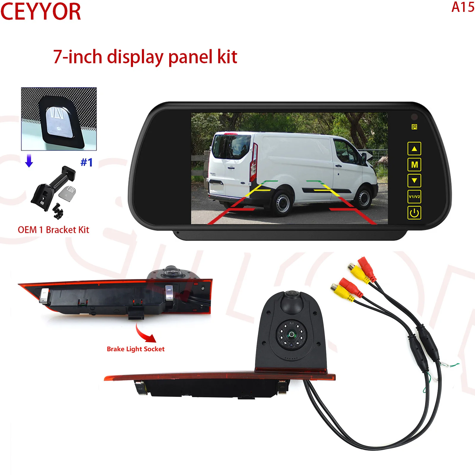 Applicable to Ford Transit Custom（2016-présent）Reverse camera（Dual lenses）7-inch reverse parking display kit
