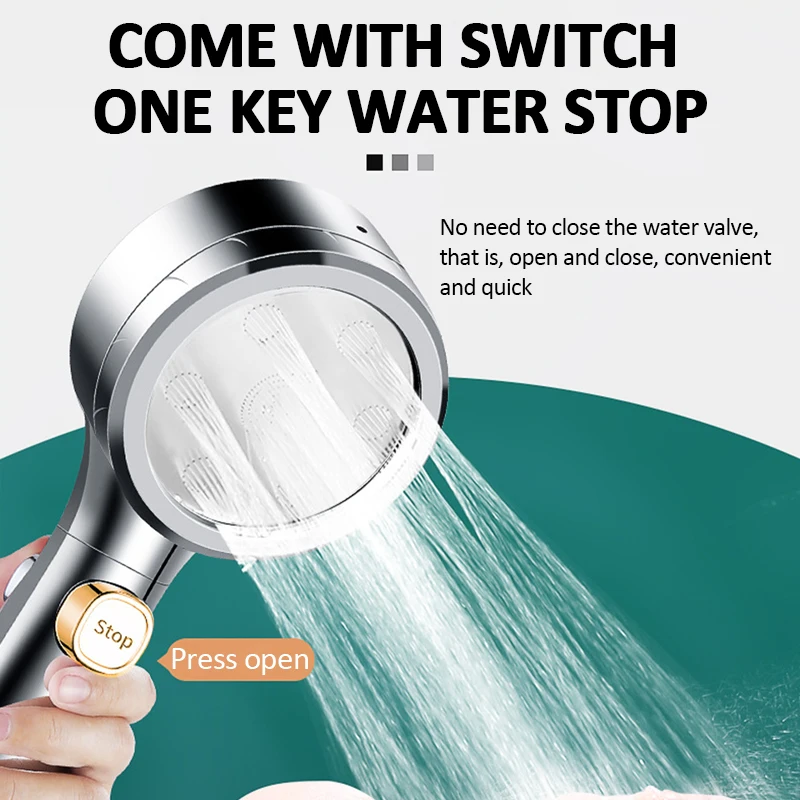 High Pressure Handheld Bathroom Shower Head with LED Digital Temperature Display Adjustable Sprayer Water Saving Showerhead