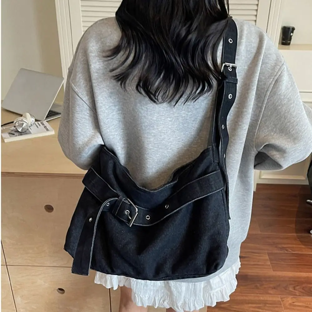 

Милая джинсовая сумка-тоут в корейском стиле, однотонная сумка из искусственной кожи, большая вместительная сумка-тоут, сумки для подмышек для девочек