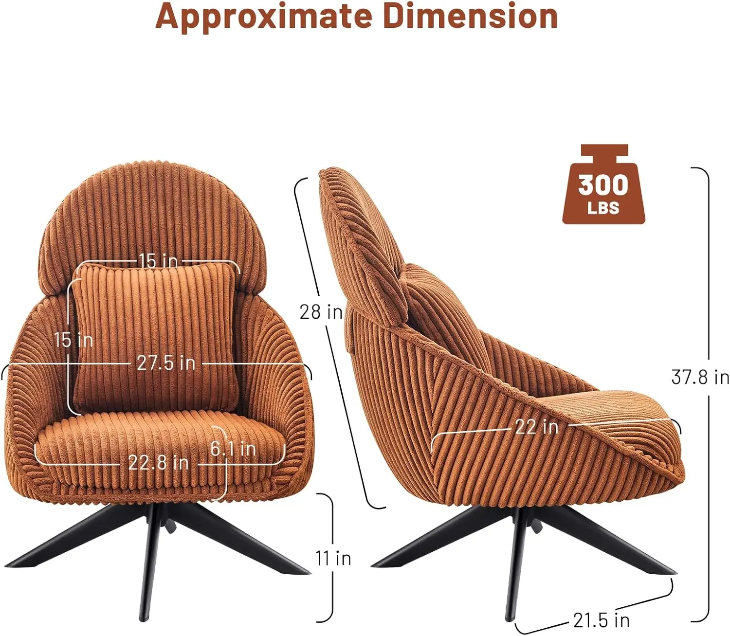 Furniliving Large Swivel Accent Chair Modern Arm Chair Sofa Chair With Pillow Living Room Chair Bedroom Chair With Headrest