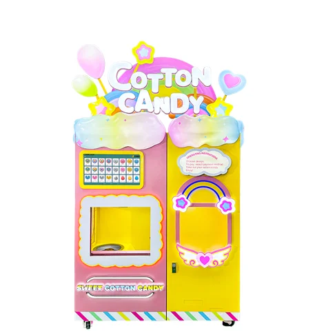Customized 2025 New Style Full Automatic Commercial Cotton Candy Fairy Floss Vending Making Machine With Coin Bill Credit Card A