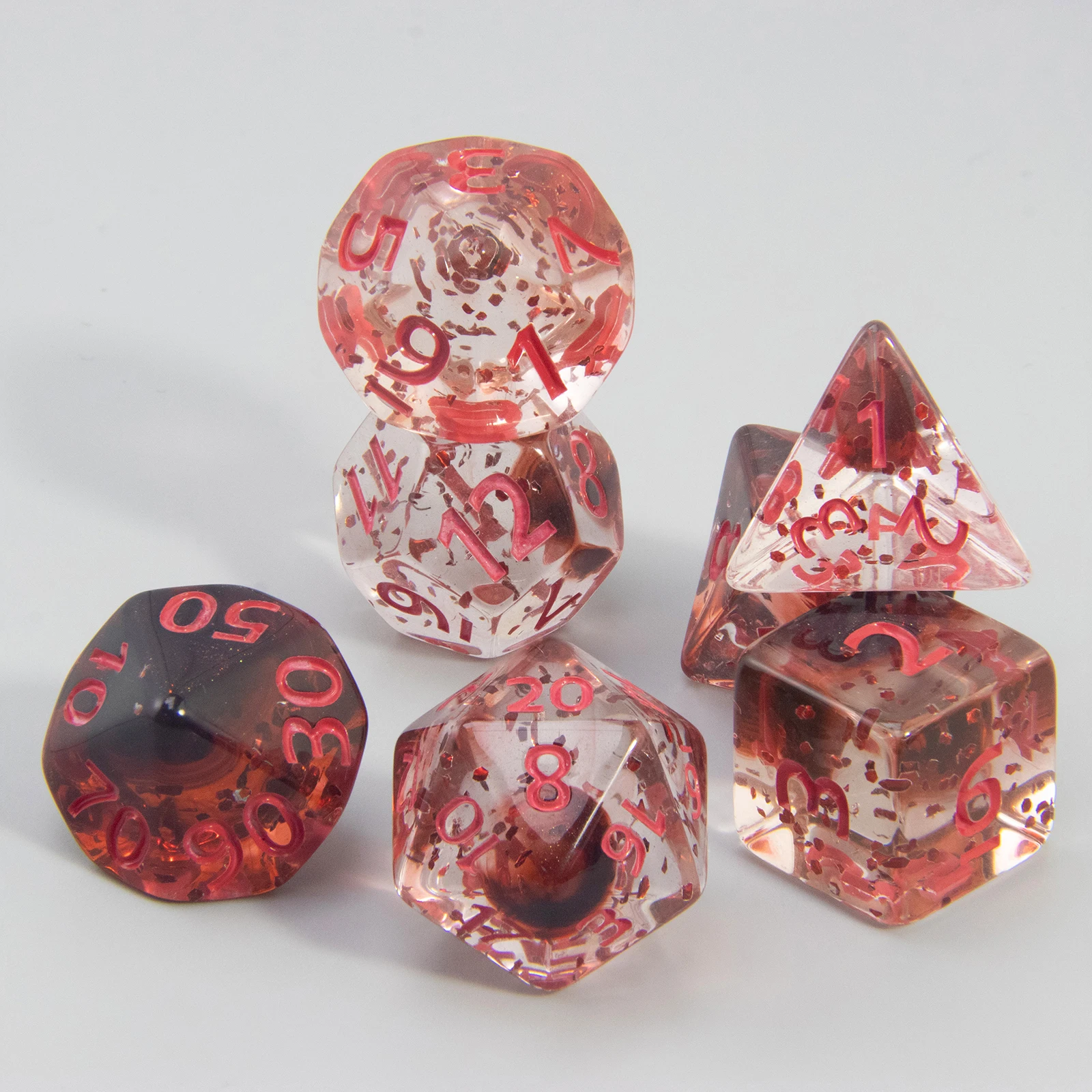 7pcs/Set Polyhedral Dice Set Nebula and Glitter Dice for DND D&D RPG Tabletop Roleplaying Table Games