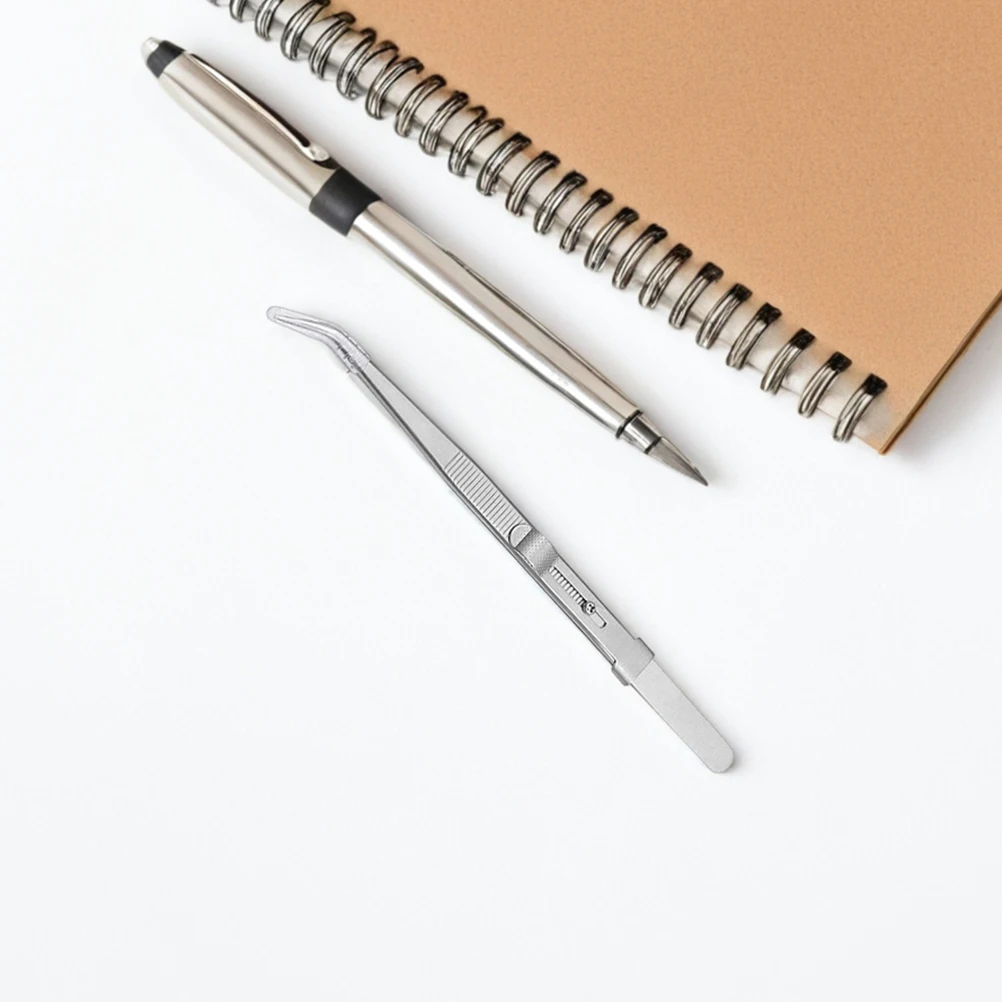 

2 Pcs 165mm Jewelry Diamond Tweezers Stainless Steel Straight Curved Tip Antislip Grip Needle Nose for Nail Tools
