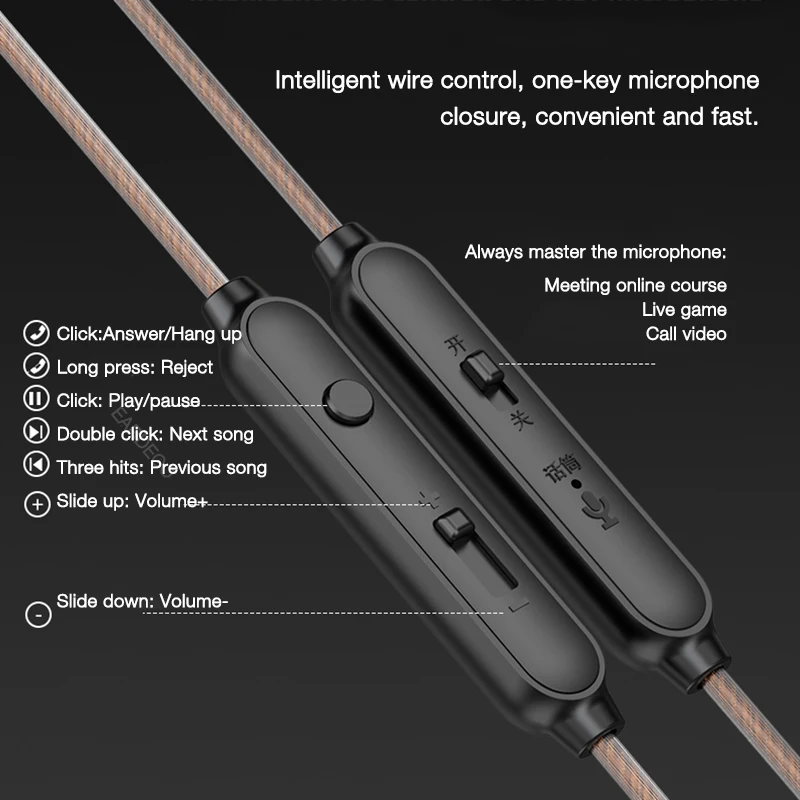 EARDECO 중저음 유선 헤드폰 3.5mm 스테레오 유선 이어폰 이어 버드 (와이어 포함) 이어 후크 스포츠 Hifi (마이크 스위치 포함)
