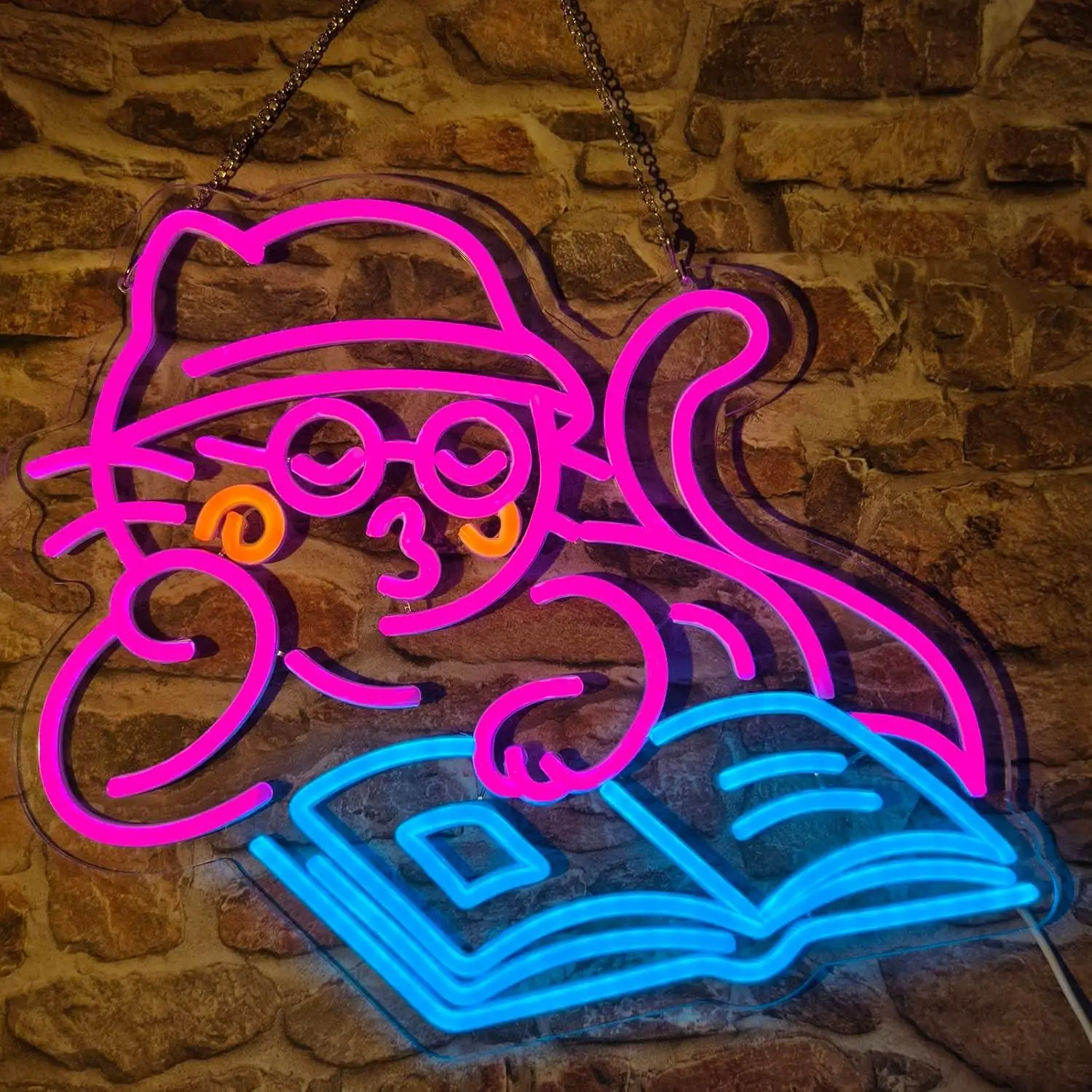Cat Reading Book Neon Sign USB Dimmable LED Light for Bedroom Library Bookstore Classroom Study Room Wall Decor Night Light Gift