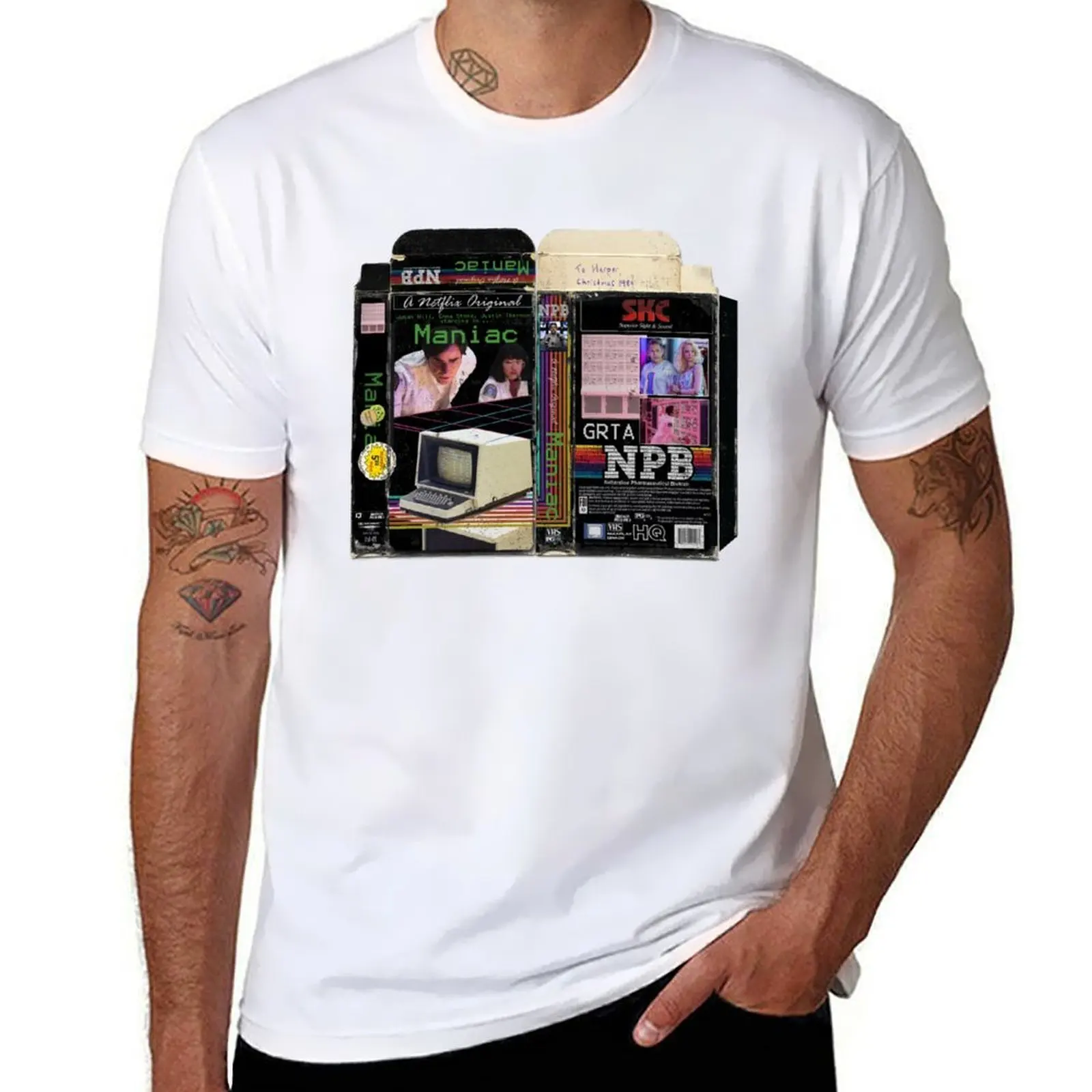 

Netflix Maniac VHS Cover T-Shirt man t shirt luxury cotton tshirt 100% T-Shirt