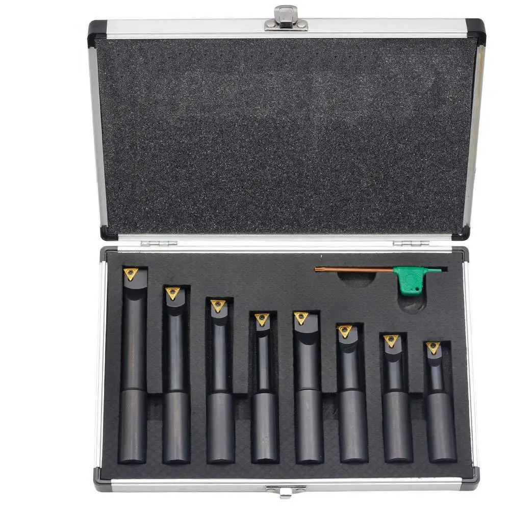 Indexable Boring Bars ชุด 3/4 "Shank 8 ชิ้น 90 องศาก้านคาร์ไบด์แทรก 4 TCMT21.51High-คุณภาพเหล็กบาร์