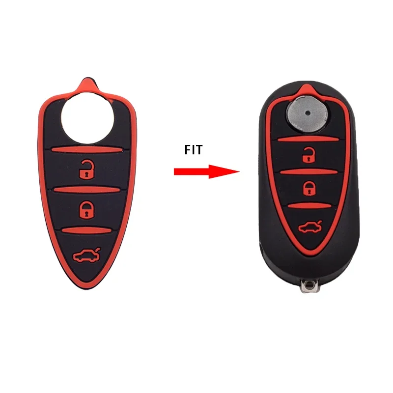 Cocolockey-teclado de goma para coche Alfa Romeo 156/159 /mito/giulietta/gt/4c, 3 botones, carcasa de llave remota plegable, almohadilla de silicona
