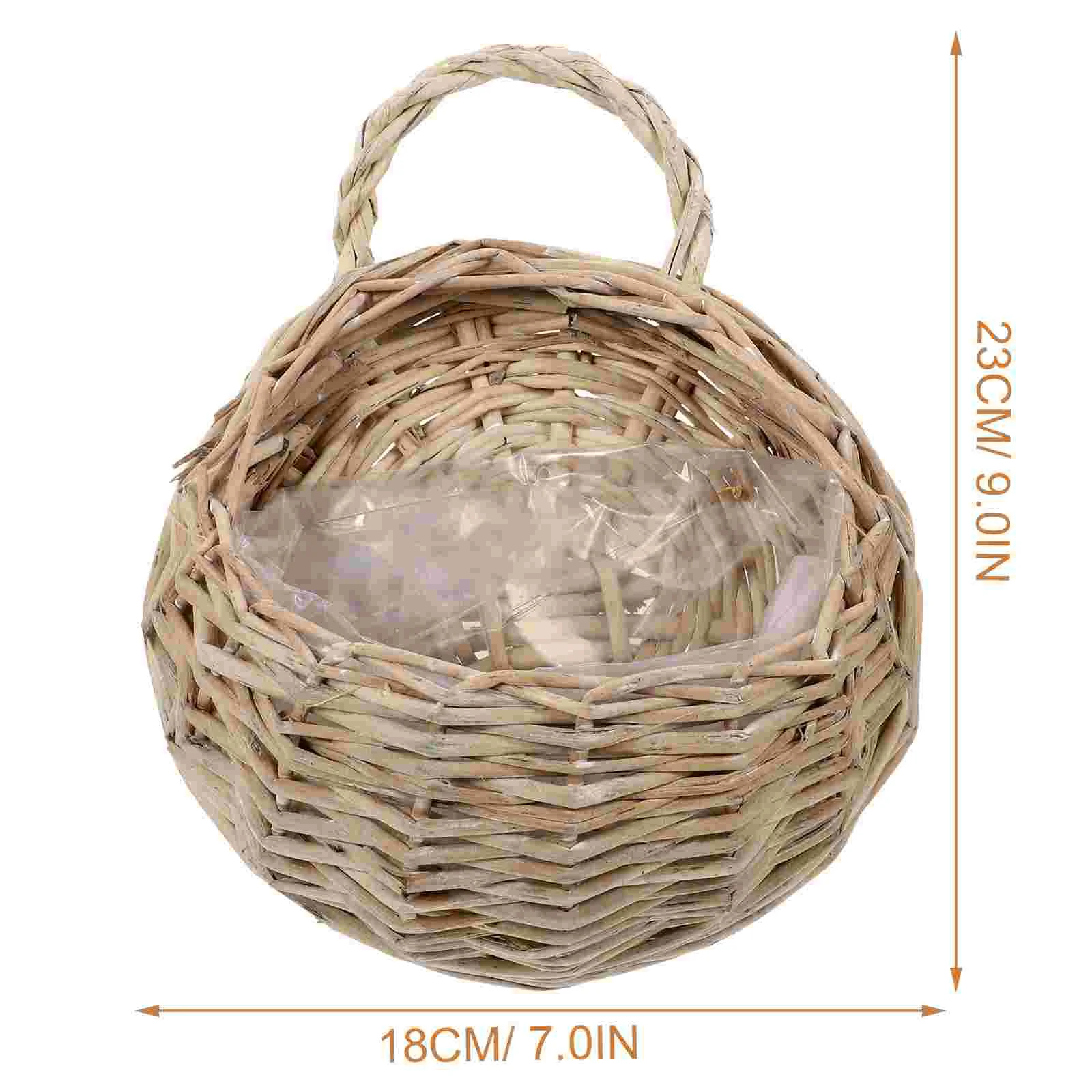 2 Pcs Wall Hanging Rattan Woven Storage Baskets Plant Shelves Bathroom Storage Basket Hanging Planter Basket Woven Flower Basket